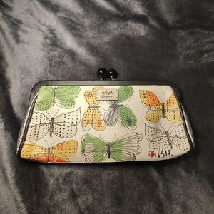 Stylish BRIGHTON Vera SECRET GARDEN Spring Butterfly Clutch Purse Bag Pouch EUC